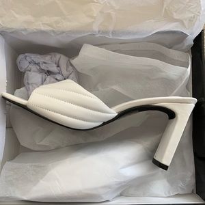 White Quilted low heel sandal